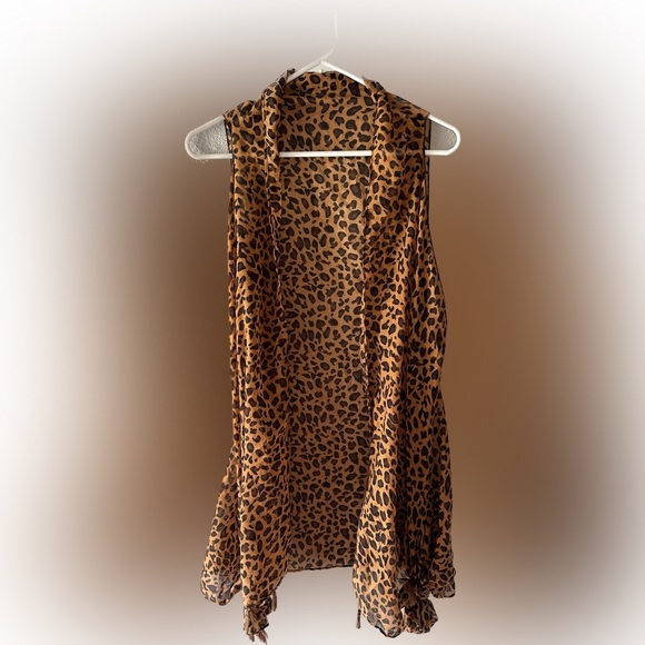 Leopard sleeveless cardigan OSFA - Picture 2 of 3